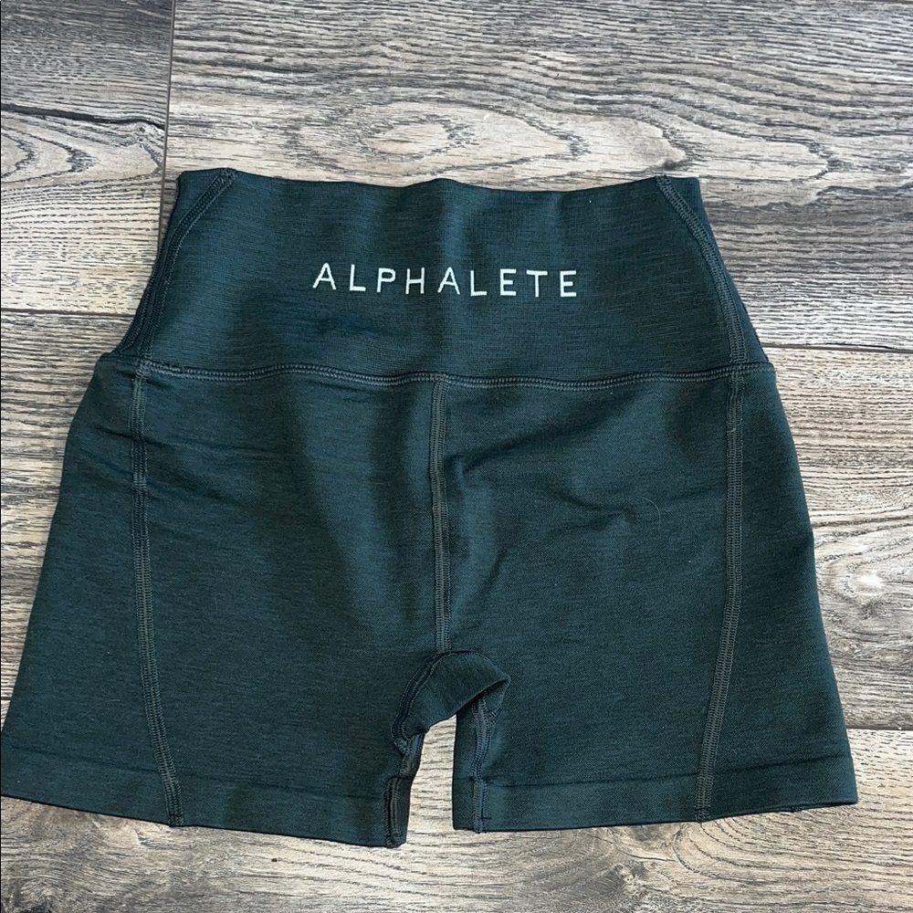 Alphalete Dark Green High-Waist Bike Shorts